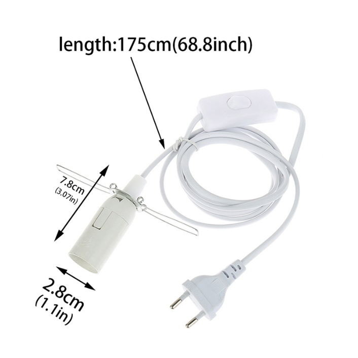 Cavo di alimentazione da 1,8 m Cavo E14 E27 Basi per lampade Spina UE con cavo interruttore per lampadina a sospensione LED E14 Supporto per presa a sospensione Hanglamp