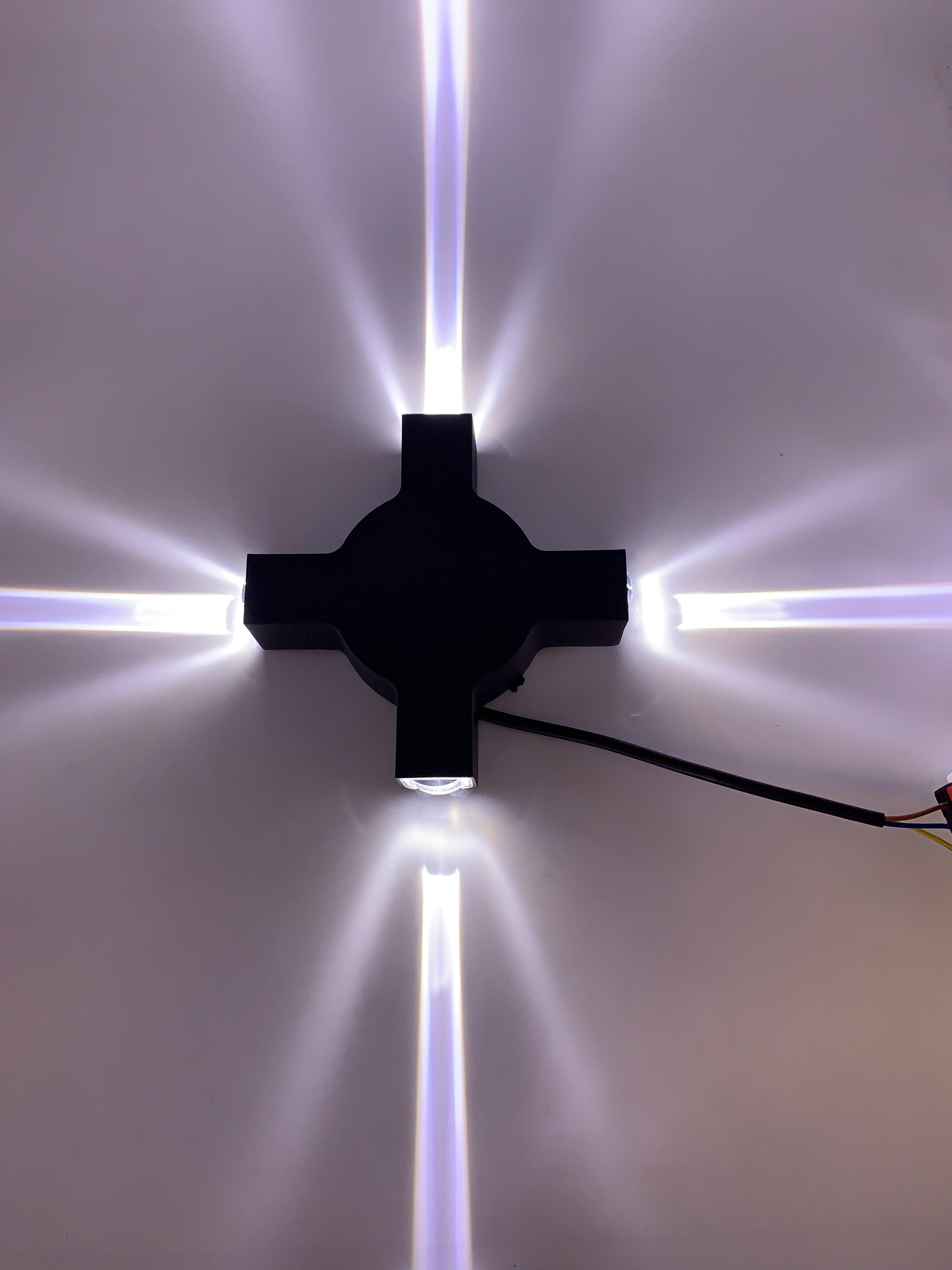 4W 12W LED Lampada da parete per esterni Cross Star 4 Illuminazione laterale IP65 impermeabile per la decorazione del giardino Luce esterna