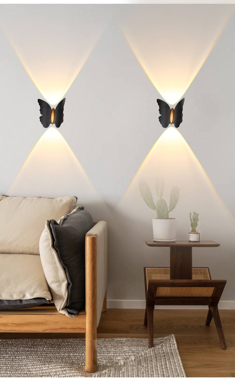 Lampada da parete a LED da 6W Lampada da parete per esterni a forma di farfalla Lampada da parete impermeabile IP65 per la decorazione del giardino Luce della staffa del corridoio
