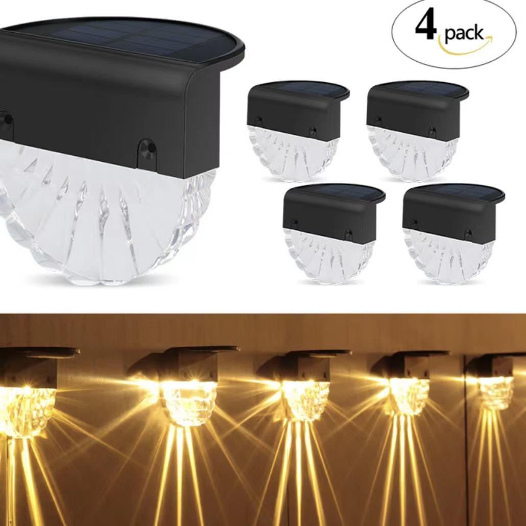 Bianco caldo + LED RGB Lampada solare Percorso Scala Luci da giardino per esterni Energia solare Balcone Decorazione luminosa per merci da recinzione per scale da patio