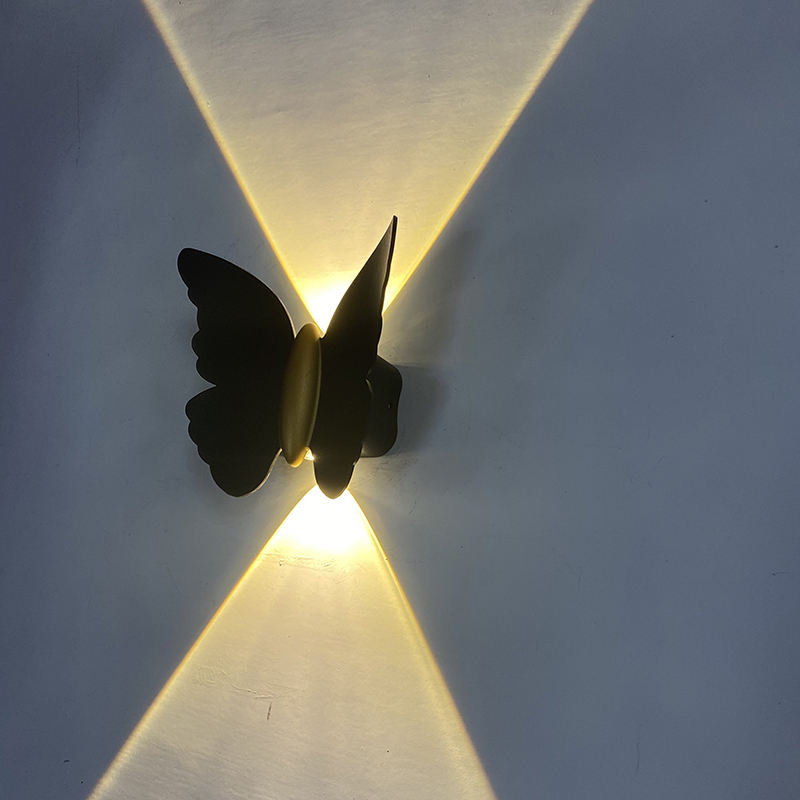 6W bellissima lampada da parete per esterni a forma di farfalla IP65 impermeabile su e giù per la parete della lampada da parete per la decorazione del corridoio