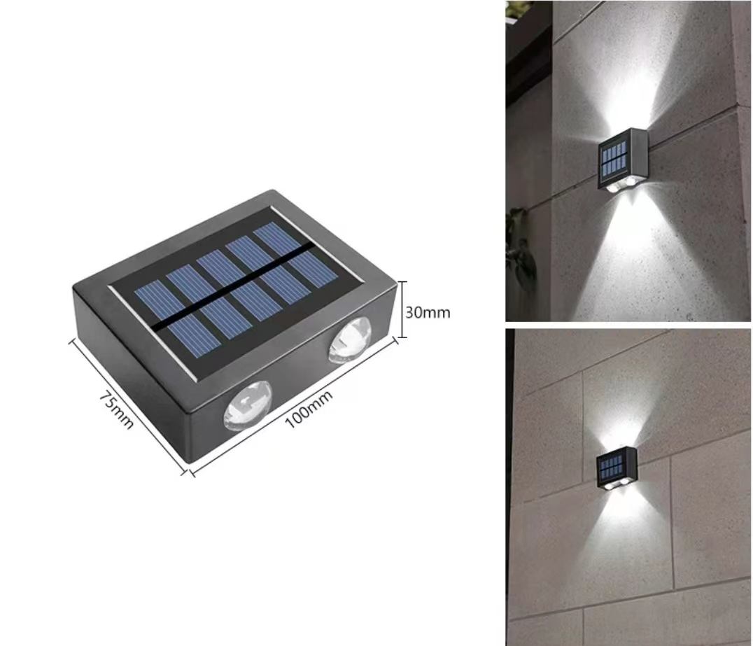 4LED su e giù applique da parete solare decorazione esterna giardino cortile applique da parete casa impermeabile luce solare giardino