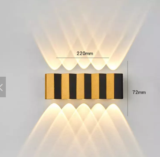 4W 6W 8W 10W Lampada da parete a LED Rettangolo Oro nero Luce su e giù Lampada corpo luminoso Stile di illuminazione Applique da parete moderna