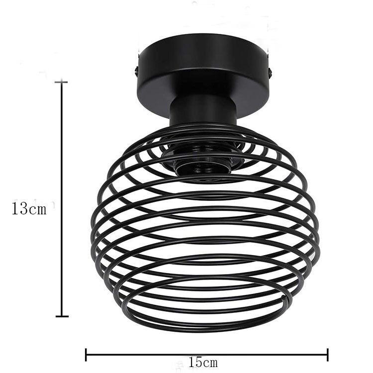 Plafoniere per interni in ferro vintage E27 per corridoio Corridoio Lampada da soffitto a LED retrò per interni per soggiorno camera da letto nera
