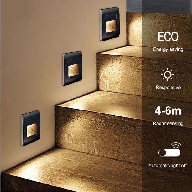 Lampada da terra interrata da incasso Lampada da gradino per scale Luci da gradino a led AC85-265v Impermeabile IP54 LED Luci da esterno per interni da esterno Illuminazione a led per gradini