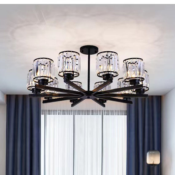 Lampadari moderni da 70 W lampadario di cristallo plafoniere camera da letto Lampada a sospensione a Led nera Design nordico Alluminio Lampada moderna luminosa Illuminazione Lampada da soffitto per soggiorno