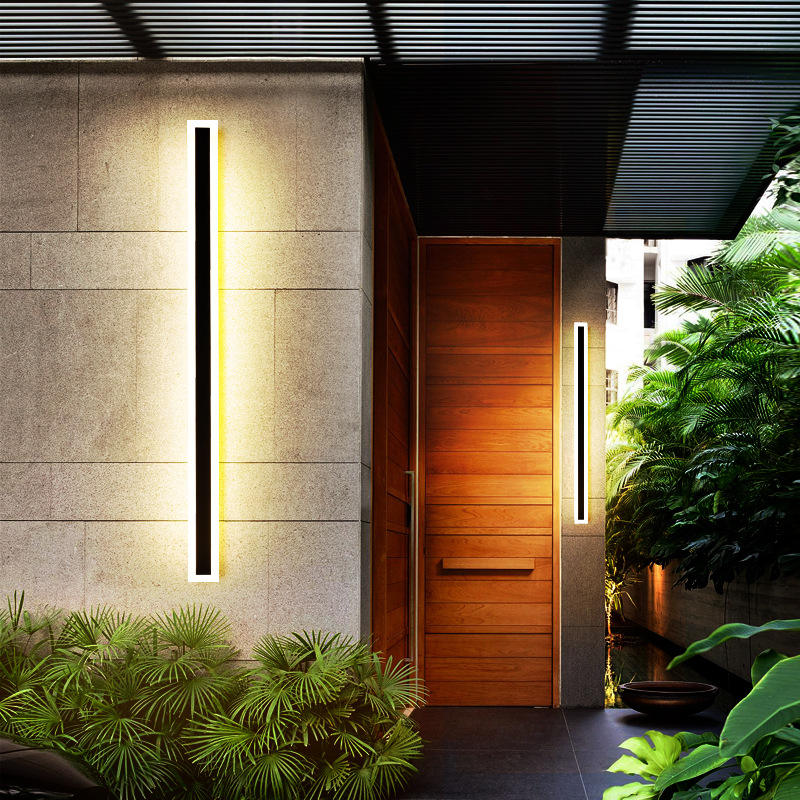 Lampada da parete impermeabile rettangolare moderna da giardino in alluminio a LED
