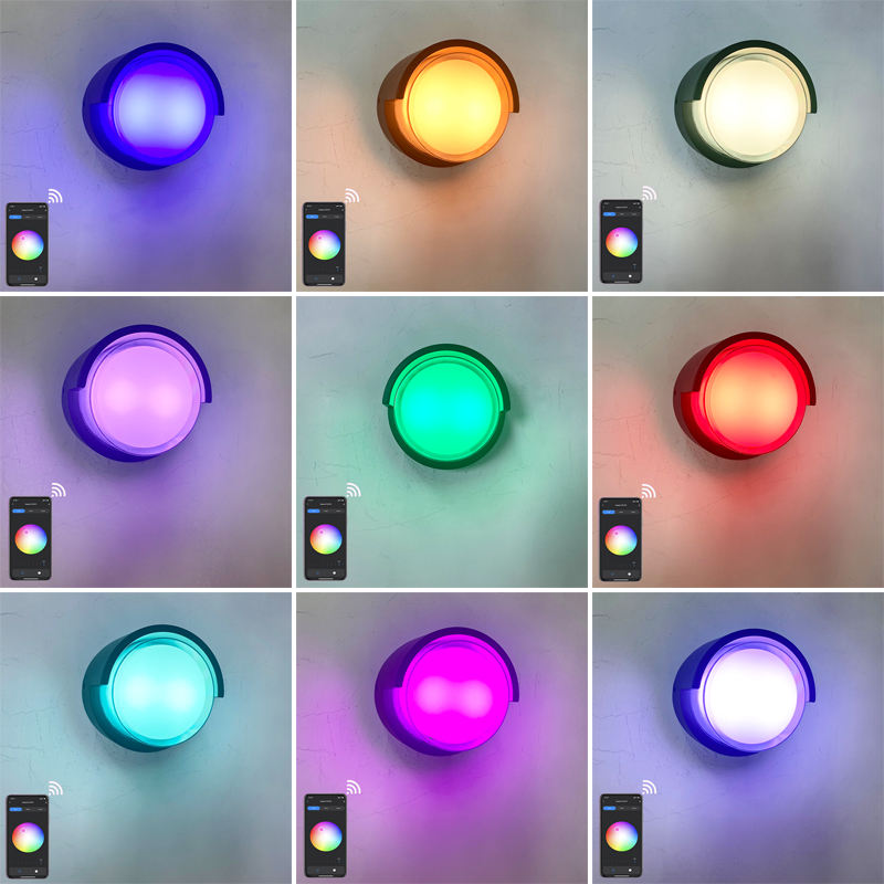 2023 Tuya APP Applique da esterno di alta qualità Wifi Lampada da parete impermeabile che cambia colore tramite Smart App Lamp