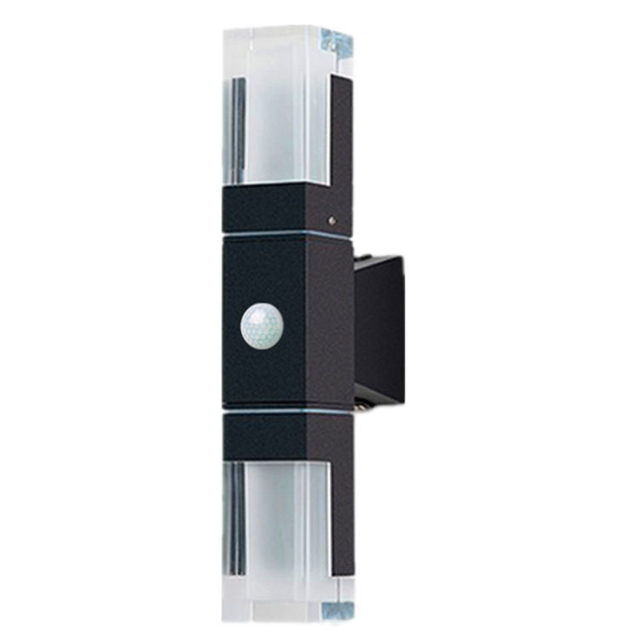 Moden lampada da parete per esterni impermeabile PIR applique da parete con sensore di movimento Portico da giardino corpo lampada in alluminio nero