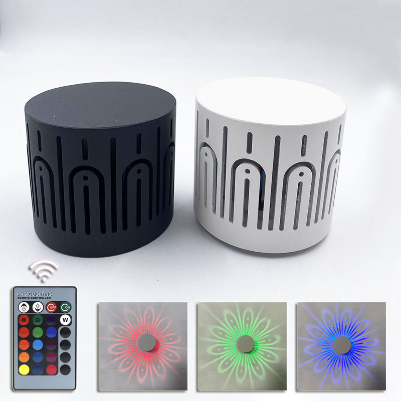 Lampada da parete 3W RGB Lampada da parete a fiore Luce notturna a distanza Foro a spirale montato a parete Lampada da parete decorativa a LED