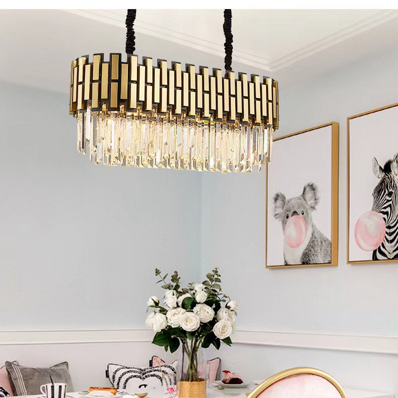 Lampadario di cristallo a LED Lampadari per sala da pranzo Lampadario moderno Lampadina E14 Lampadario ad anello per soggiorno Lampada a sospensione Lampadario di cristallo stile illuminazione decorativa