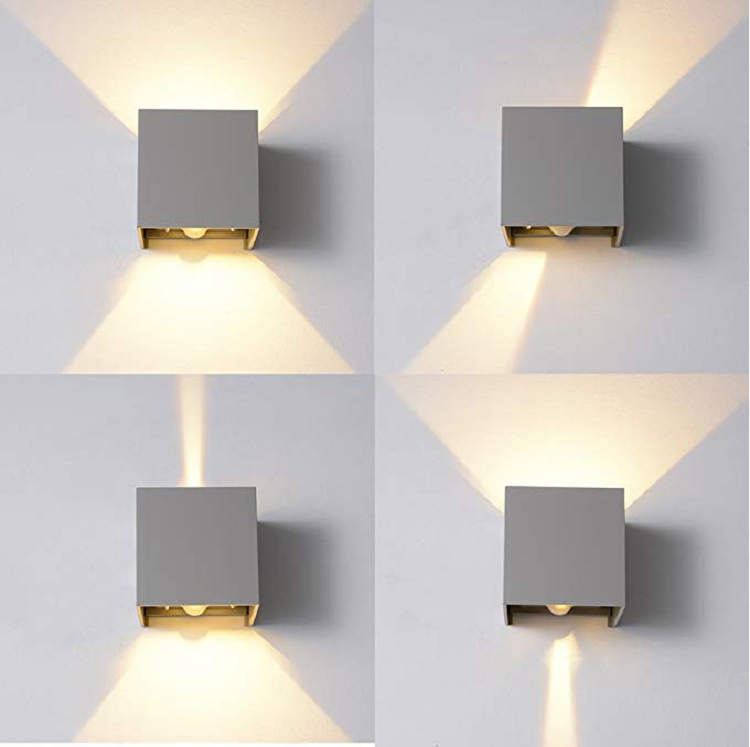 Lampada da parete con sensore di movimento per applique da esterno a led spazzolato da 12W Lampada da parete IP65 a cubo