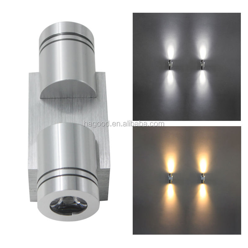 2x1W AC85-265V Lampada da parete a LED moderna in alluminio Lampada da parete Applique a specchio per la decorazione o l'illuminazione della parete interna