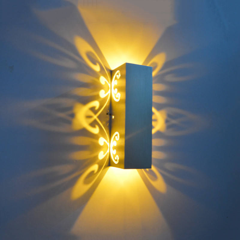 Il nuovo arrivo 6W doppia farfalla in alluminio ha condotto il riparo della parete per le luci della parete interna Luce notturna del fondo del fiore della stanza di bellezza