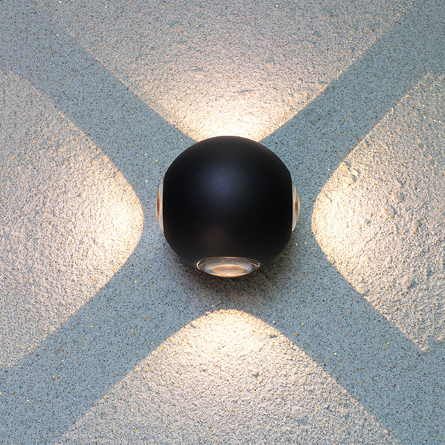 Lampada da parete rotonda impermeabile da 12W Lampada da parete per esterni illuminata su quattro lati Decorativa