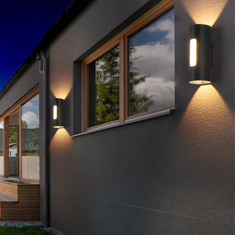 Nero Bianco Decorazione Applique Murale Quadrato Quadrato Arrotondato Su E Giù Luce Ip65 Impermeabile Accanto Lampada Da Parete A Led Cilindrico
