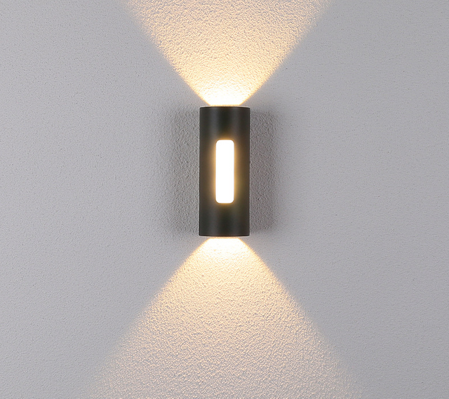 Nero Bianco Decorazione Applique Murale Quadrato Quadrato Arrotondato Su E Giù Luce Ip65 Impermeabile Accanto Lampada Da Parete A Led Cilindrico