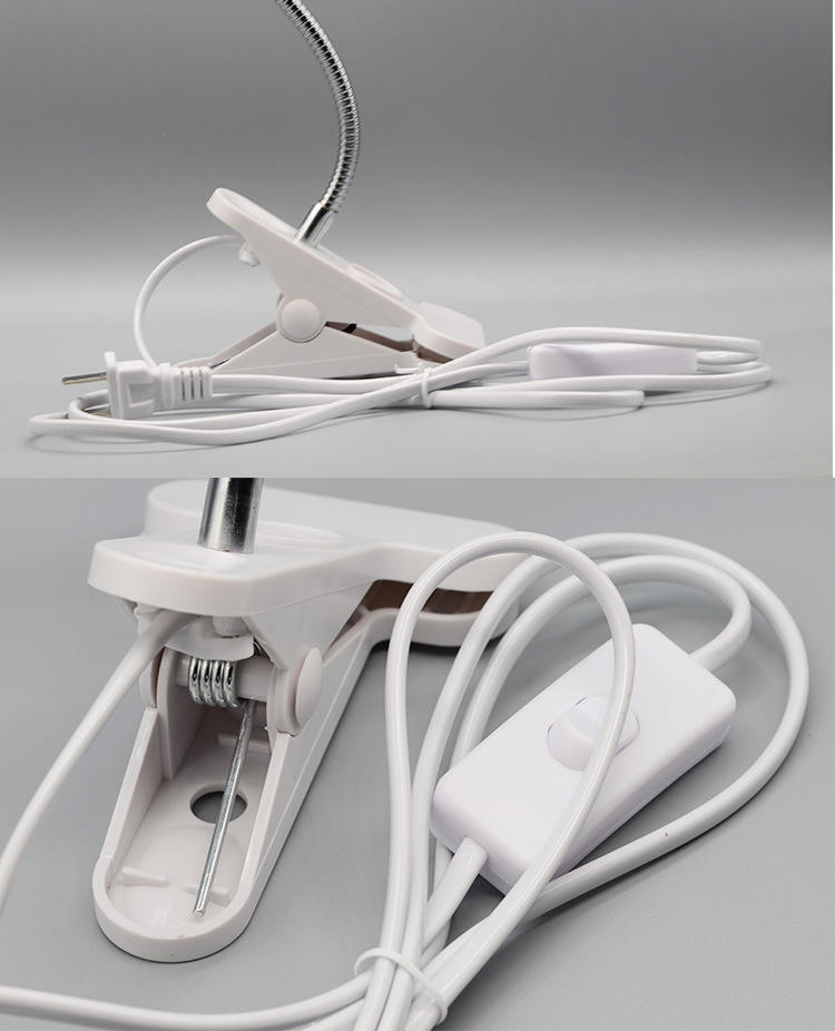 Portalampada da scrivania flessibile a 360 gradi E27 Presa luce a collo di cigno Cavo a clip con interruttore on off Spina per lampadina notturna