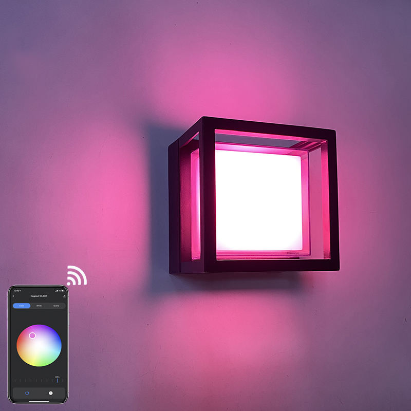 Smart IP65 luce esterna impermeabile APP Lampada da giardino in plastica controllata impermeabile moderna applique da parete a LED montata a parete