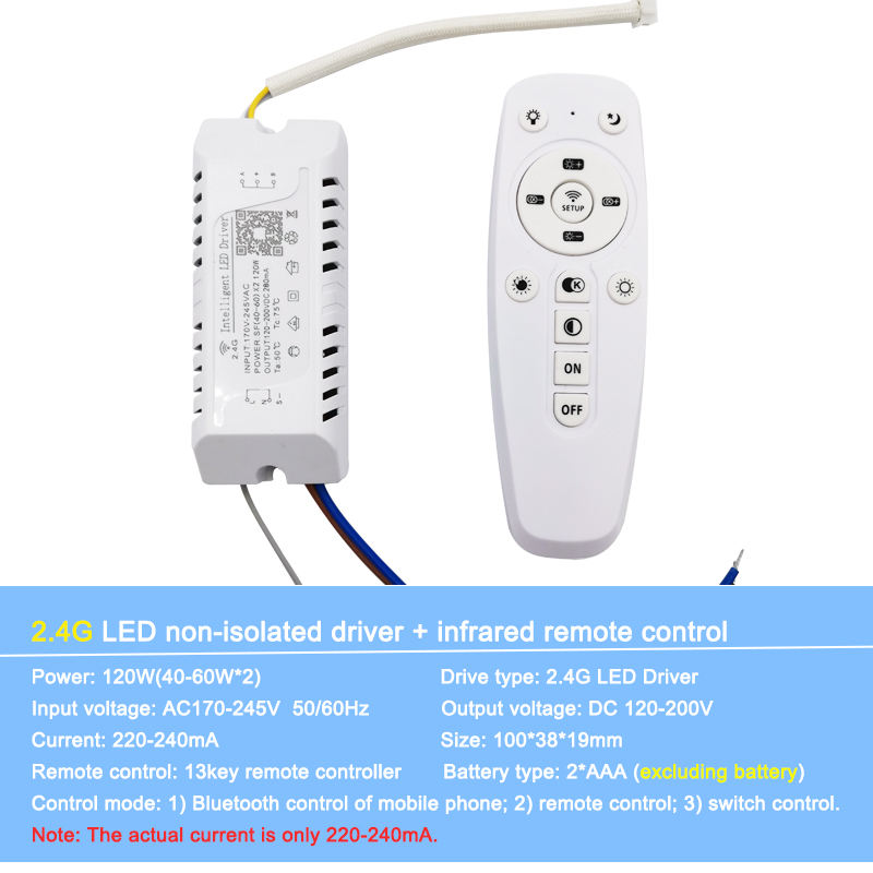 Driver LED di controllo APP Trasformatore LED intelligente remoto 2.4G (20-40W) X2 (40-60W) X2 per lampadario dimmerabile con cambio colore