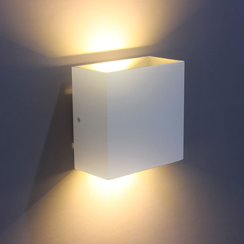 Cube CoB 6W LED Up Down Wall Sconce AC85-265V Camera da letto Comodino Cubo Applique da parete per interni Decorazione in alluminio Apparecchio di illuminazione
