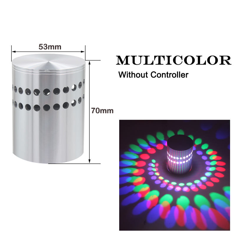 Foro a spirale a parete 3W RGB con controller Lampada da parete a led per interni per lampada da parete decorativa per camera d'albergo