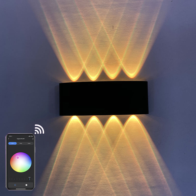 Lampada da parete per esterni Telecomando APP compatibile con Bluetooth Utilizzato per la decorazione delle feste La lampada da parete della barra si collega con ALEXA