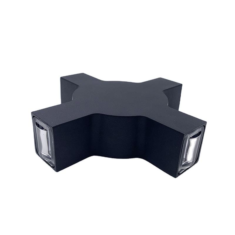 4W 12W LED Lampada da parete per esterni Cross Star 4 Illuminazione laterale IP65 impermeabile per la decorazione del giardino Luce esterna