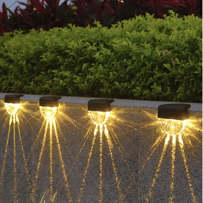 Bianco caldo + LED RGB Lampada solare Percorso Scala Luci da giardino per esterni Energia solare Balcone Decorazione luminosa per merci da recinzione per scale da patio