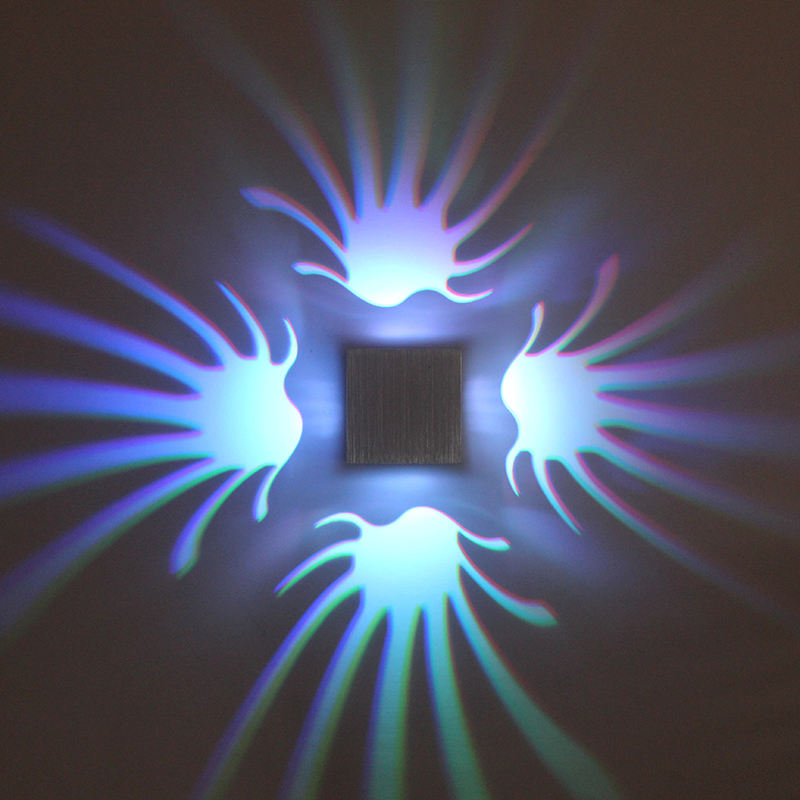 Lampada da parete RGB fantasia in alluminio da 3W per la decorazione della galleria d'arte, lampada da balcone anteriore, portico