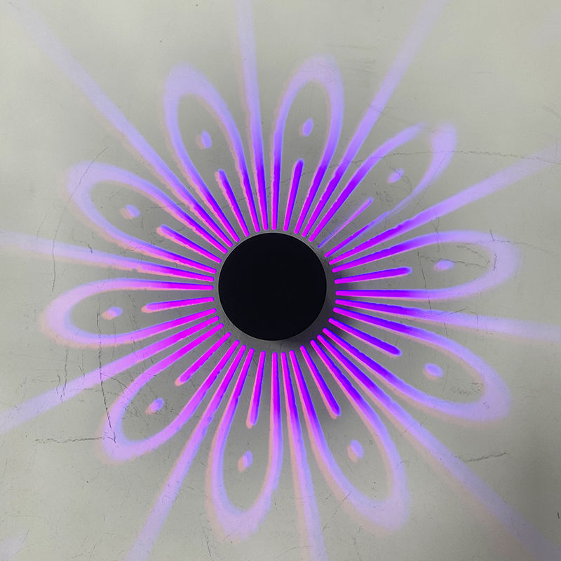 Lampada da parete a LED montata Lampada effetto RGB Girasole Proiezione Raggi AC85-265V Lampada da parete per corridoio con telecomando 1W / 3W
