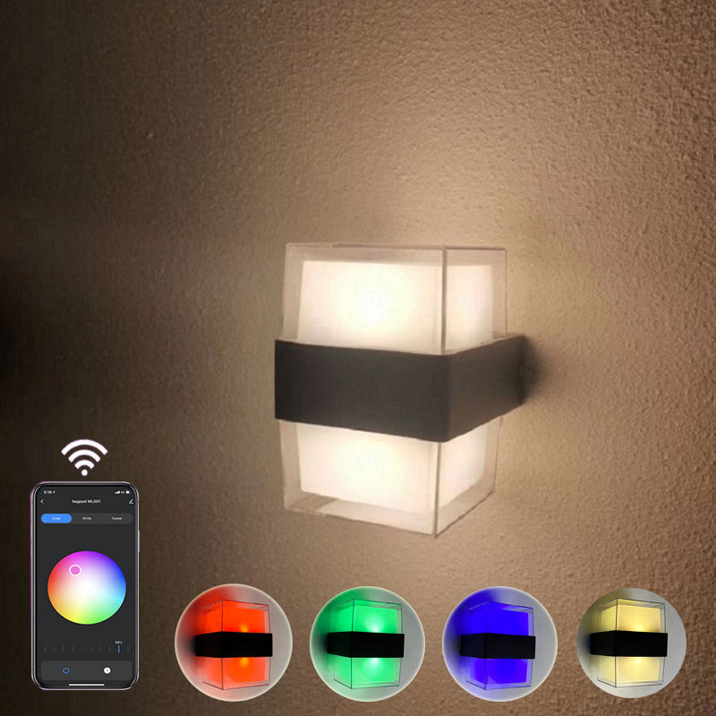 Tuya Graffiti Intelligent App Control RGBW Cambia colore Illuminazione per esterni Impermeabile IP65 Giardino Smart Wifi Lampada da parete a LED