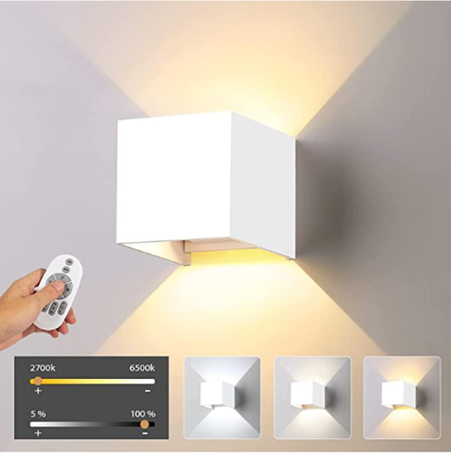 Applique da parete a Led quadrate Corridoio corridoio esterno Lampada dimmerabile multicolore Up Down con sensore di movimento per parete KTV Bar Camera da letto