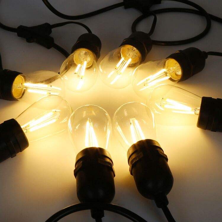 E14 S14 lampada a filamento E27 lampada decorativa stringa LED lampadina 110V 3V solare lampadina Edison vintage PC plastica A filamento