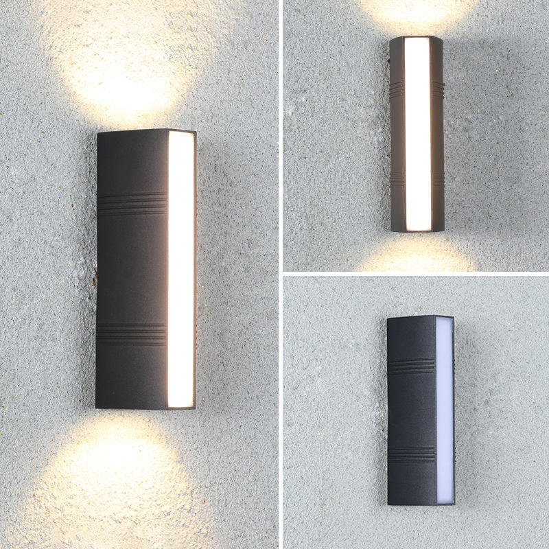 Moden Lampada da parete per esterni impermeabile PIR Sensore di movimento Applique da parete Portico da giardino Porta frontale in alluminio nero Striscia lunga