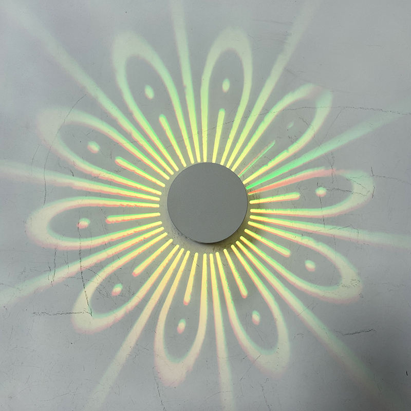 Lampada da parete 3W RGB Lampada da parete a fiore Luce notturna a distanza Foro a spirale montato a parete Lampada da parete decorativa a LED