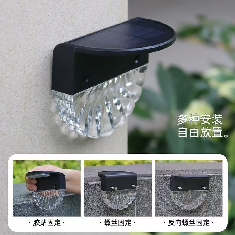 Lampada solare a LED bianca calda per scale Luci da giardino per esterni Impermeabile Energia solare Balcone Decorazione luminosa per recinzione per scale patio