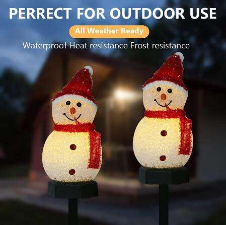 Luci a LED solari natalizi Pupazzo di neve Decorazione da giardino Luce impermeabile Lampada da esterno per esterni Prato Paesaggio Illuminazione solare a led 2023