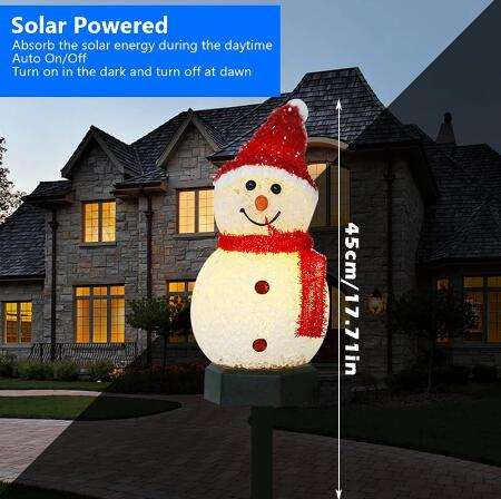 Luci a LED solari natalizi Pupazzo di neve Decorazione da giardino Luce impermeabile Lampada da esterno per esterni Prato Paesaggio Illuminazione solare a led 2023