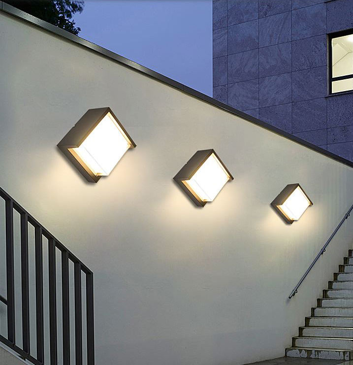 Lampada da parete a Led impermeabile Giardino Decorazione esterna Porta d'ingresso Illuminazione Sconce AC85-260V Apparecchio per paralume nero
