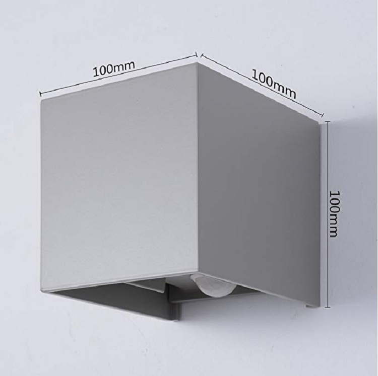 Sensore di movimento esterno di buona qualità Lampada da parete impermeabile Black Cube Lampada da parete a LED per giardino domestico
