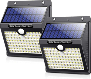 Lampada solare da esterno con sensore di movimento - 97 LED - Luce bianca - Illuminazione solare da giardino - Impermeabile IP65 - Per lampada da giardino/parete
