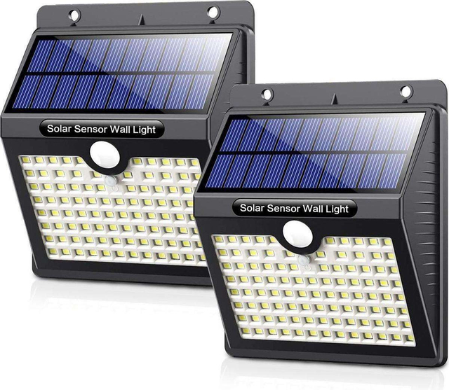 Lampada solare da esterno con sensore di movimento - 97 LED - Luce bianca - Illuminazione solare da giardino - Impermeabile IP65 - Per lampada da giardino/parete
