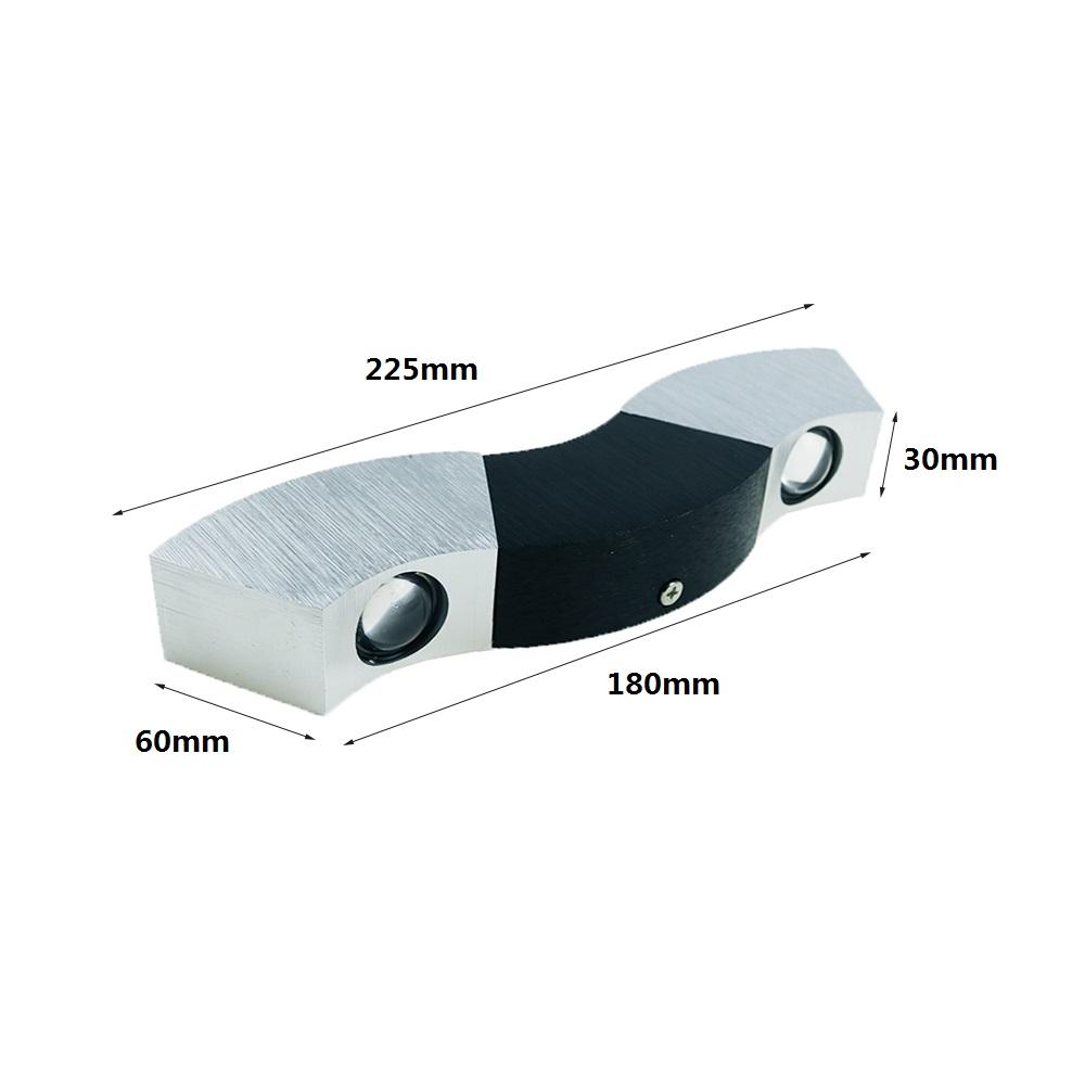 Applique a LED da 6W per interni Lampada da parete Up and Down illuminazione per interni a led in alluminio Lampada da parete illuminazione da parete argento bianco freddo