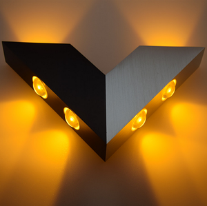 Lampada da parete a forma di V a luce notturna diretta in fabbrica di vendita calda con illuminazione per interni a basso prezzo a led