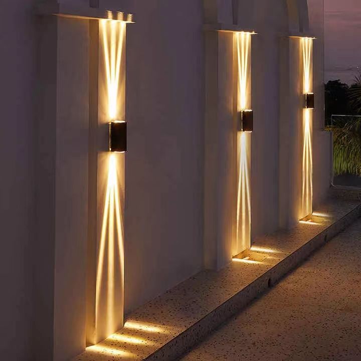 Lampada da parete a tre raggi a conchiglia nera da 6W IP65 applique da parete per esterni impermeabile Lampione da giardino Lampione stradale 