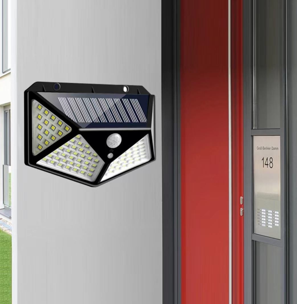 100 LED Lampade da parete solari Lampada solare per esterni Sensore di movimento Luce solare a energia solare Lampione stradale per luce da giardino