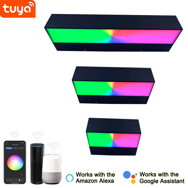 Lampada da parete intelligente da 9W app controllata da app illuminazione controllata da app mobile TUYA APP applique da parete a LED applique da parete rettangolare per esterni impermeabile