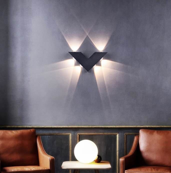 Applique da parete a LED a forma di V Luce creativa per esterni Patio impermeabile Apparecchio moderno per lampada a LED per la casa Apparecchi accoglienti professionali CALDO
