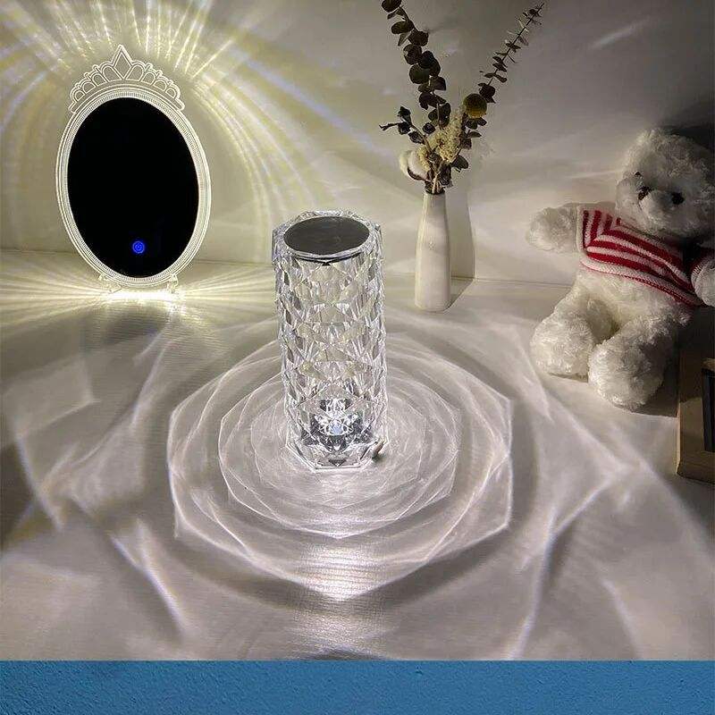 Amazon Lusso Acrilico Moderno Trasparente Led Touch Control Lampada da Comodino in Cristallo Luce Ricaricabile Cena Romantica Luce